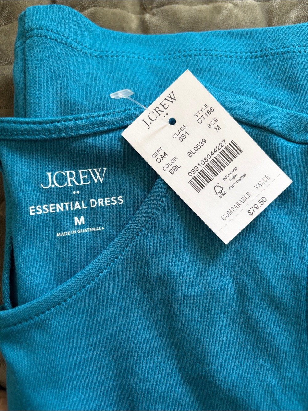 J. Crew Essentials cotton knit sleeveless tank dress teal blue sz medium capsule - Picture 5 of 6